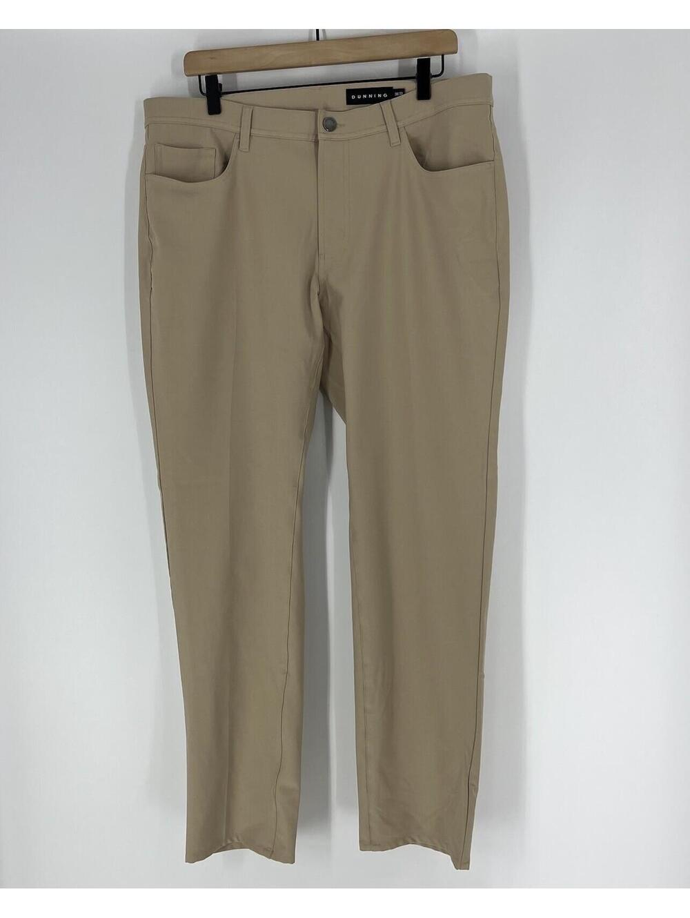 Dunning Golf Player Fit 5 Pocket Pant 36x32 Tan Khaki Performance Stretch Preppy
